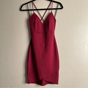 Size Small Windsor Burgundy Asymmetrical Mini Dress with Padding